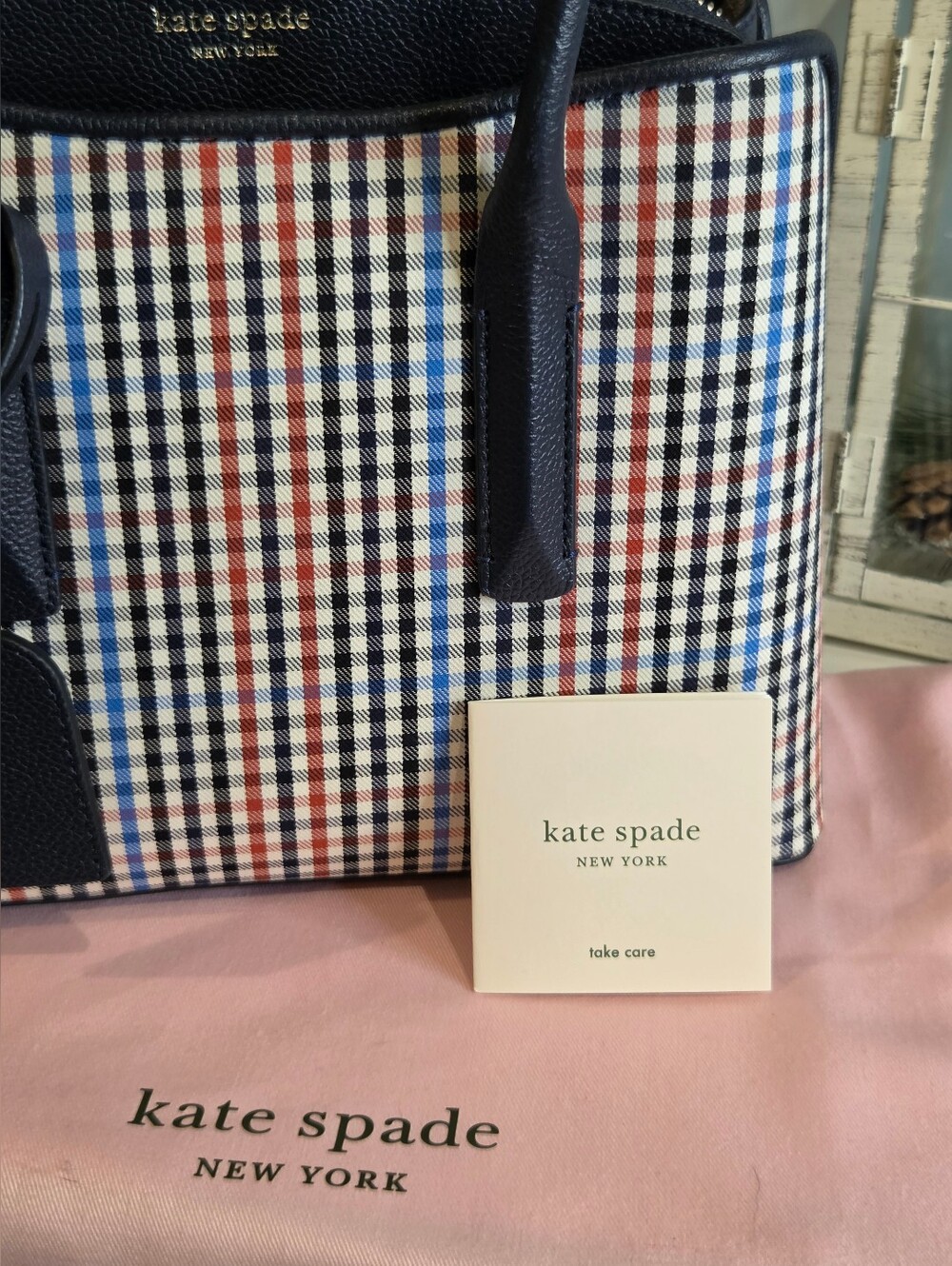 Kate Spade Margaux Plaid Satchel & Dustbag. - Picture 12 of 15